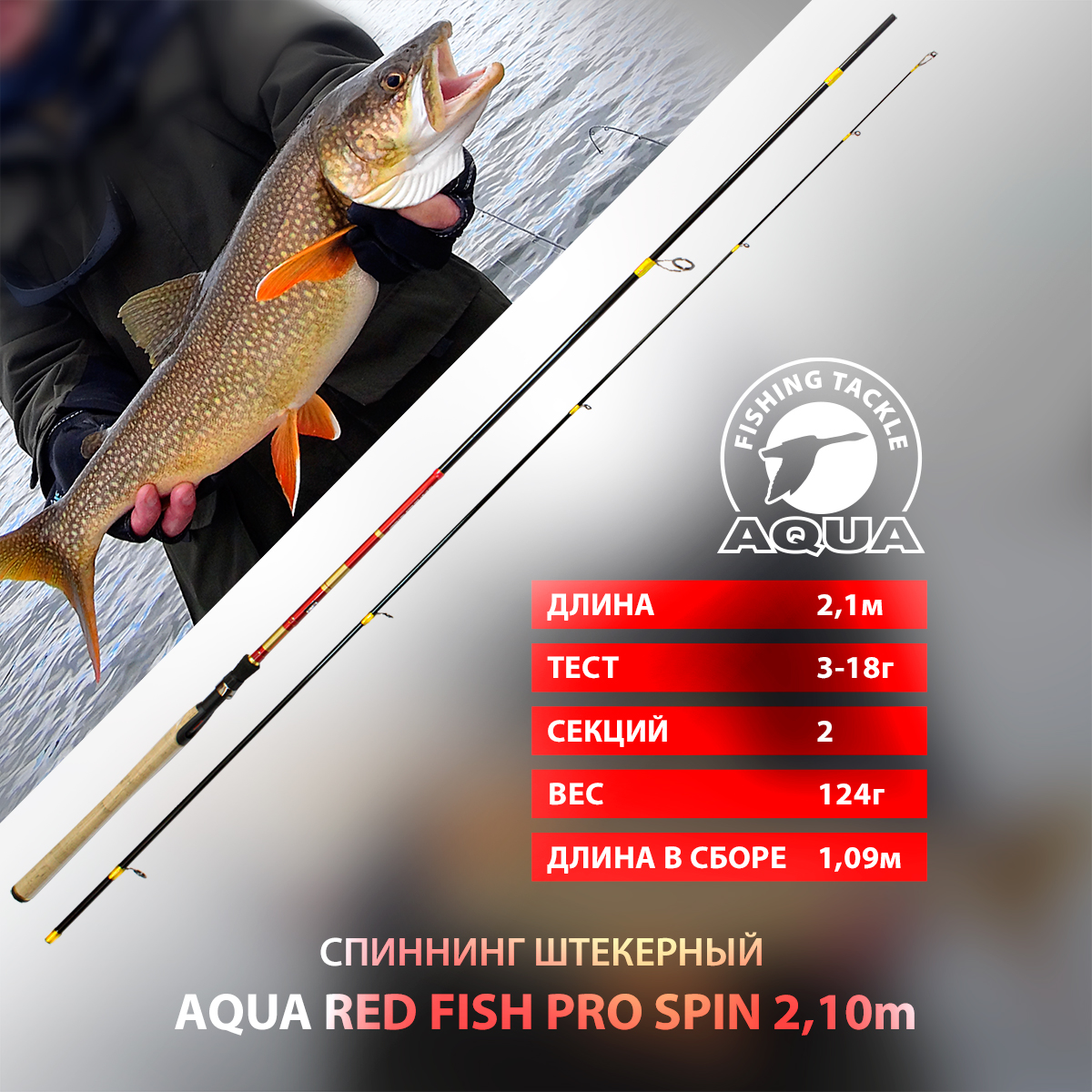 Спиннинг штекерный AQUA RED FISH PRO SPIN