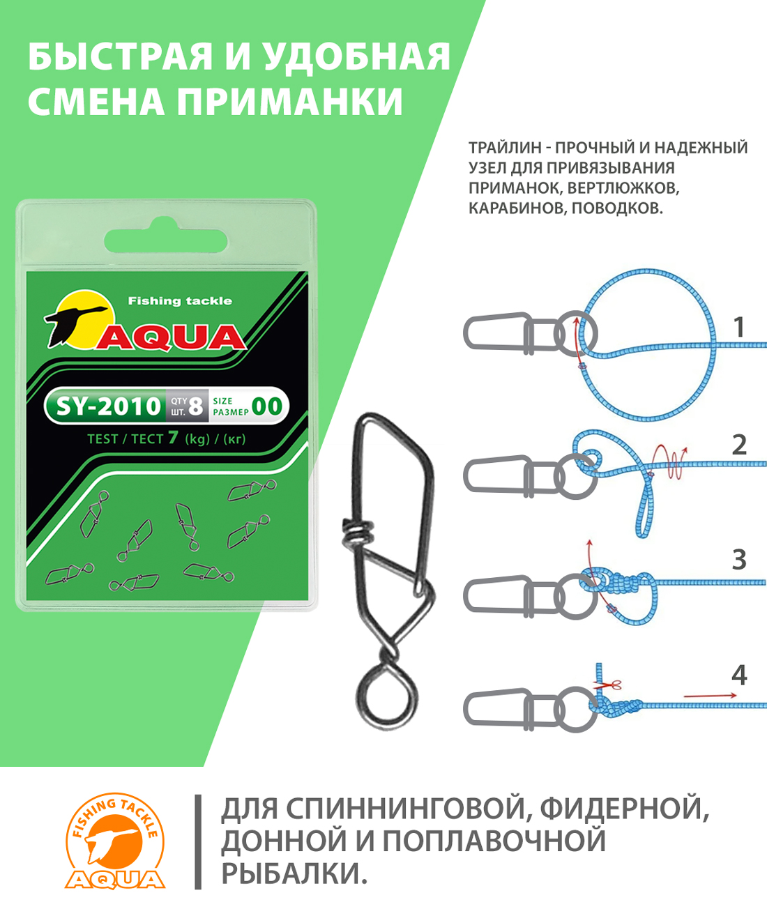 Застежка рыболовная AQUA SY-2010