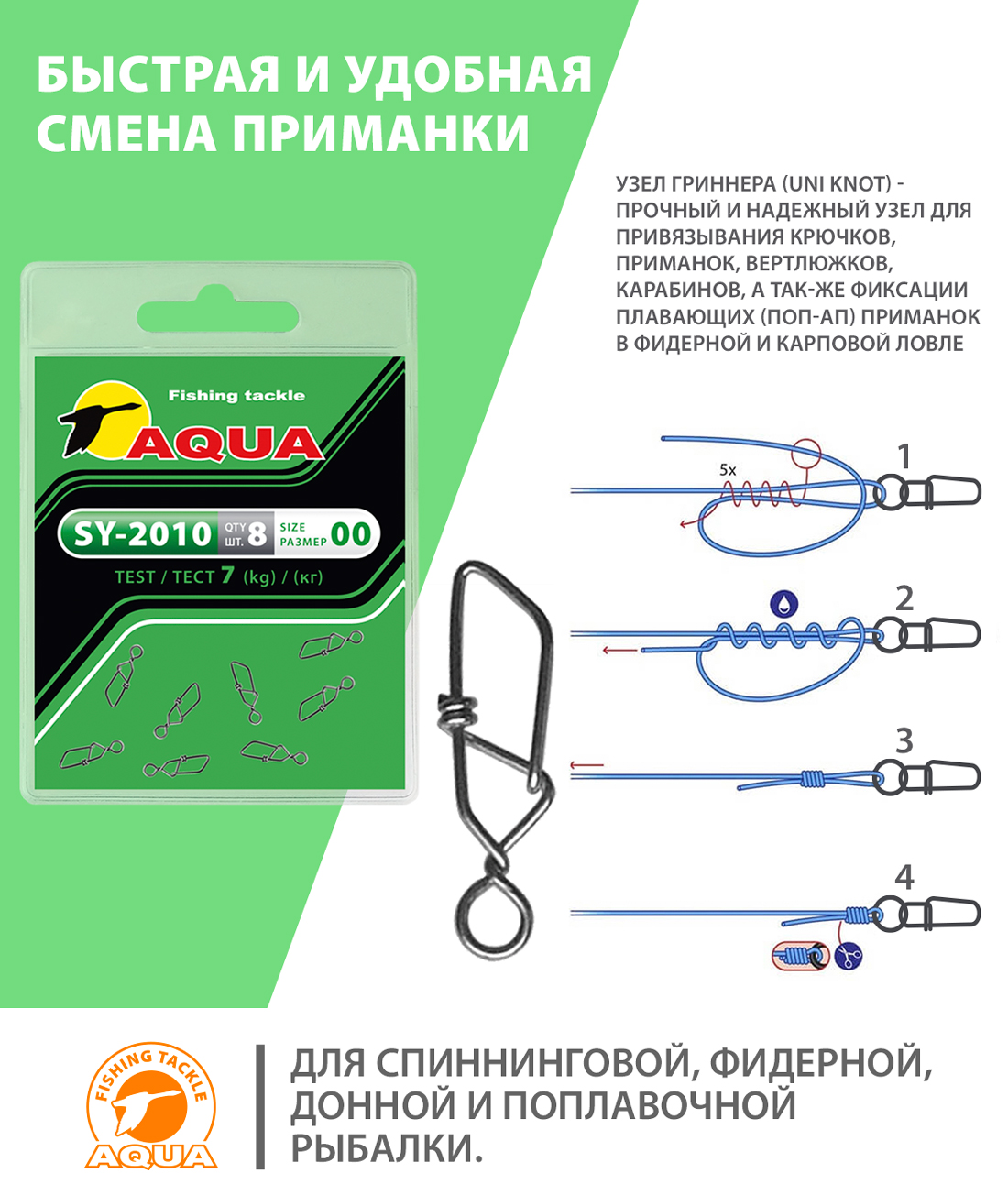 Застежка рыболовная AQUA SY-2010