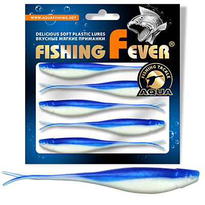 Риппер для дроп-шота AQUA FishingFever BOSS, длина - 9,0cm, вес - 3,2g, упаковка 5 шт, цвет 006 (бело-синий)